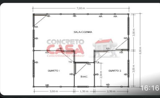 Projeto compacto com 42m²